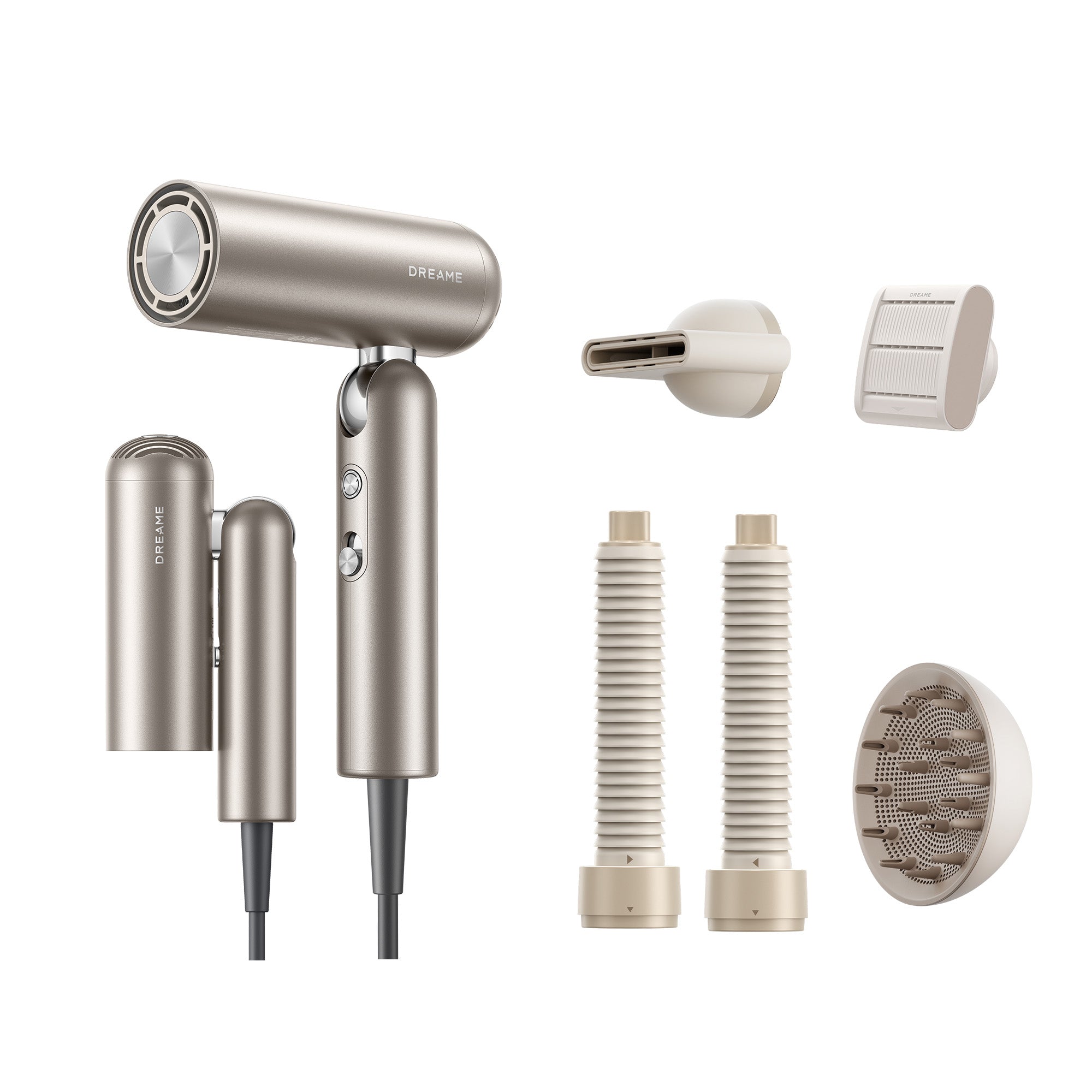 DREAME Pocket Pro 2 Sèche-cheveux à grande vitesse, 3 formes pliables, 300 g, moteur de 110 000 tr/min, 300 millions d'ions négatifs/cm³, température constante de 57°C, séchage NTC 40 s, silencieux