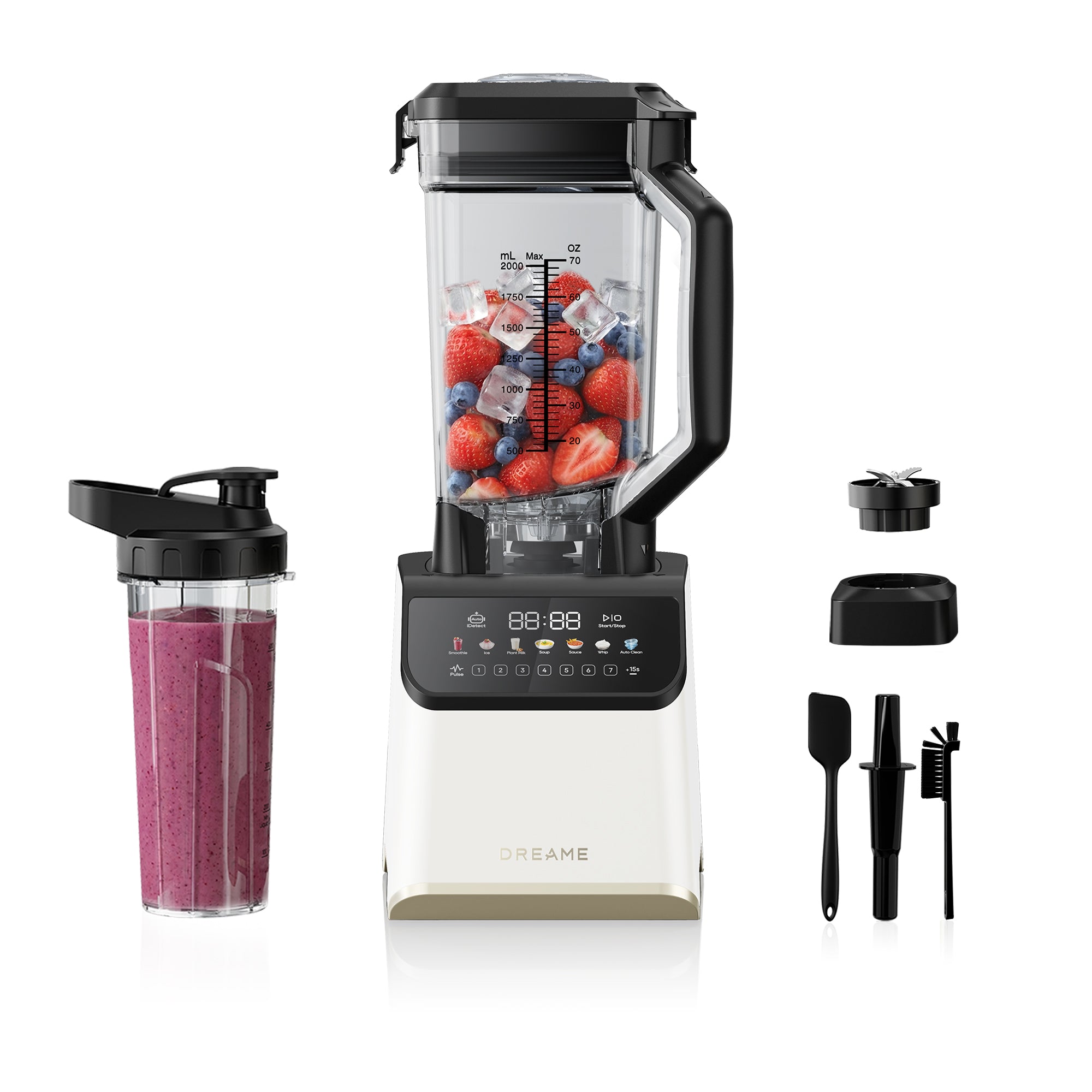 DREAME BlendLogic Blender puissant, techn iDetect, 2 bols de mixage en Tritan™ (2,0 L et 700 mL), moteur puissant 2 000 W, 9 programmes intelligents, programme Auto-Clean, compatible lave-vaisselle